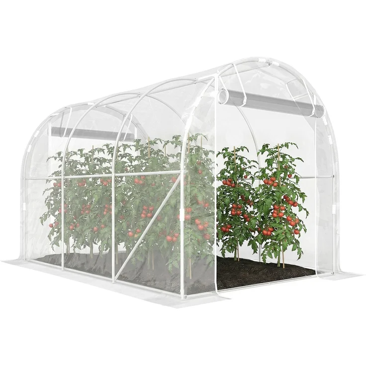 MELAYR, Tunnelgewächshaus 3x2x2 m mit 2 Rolltoren, Struktur aus verzinktem Stahl, Transparent – Bild 1