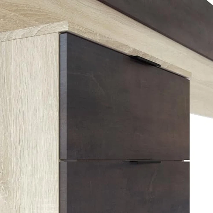 Habitdesign, modernes Kopfteil mit 2 Nachttischen und 4 Schubladen – Schlafzimmer-Set in Kanadischer Eiche & Rostoptik, viel Stauraum, Maße: 247 x 95 x 38 cm (B x H x T), Modell Alaya – Bild 5