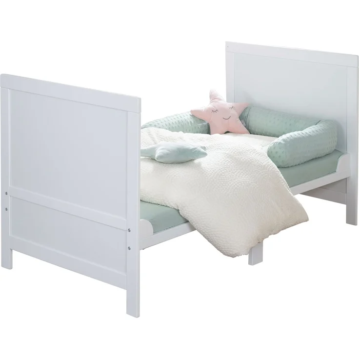 roba Babybett EASY SLEEP 70 x 140 cm inkl. Umbauecken + Matratze safe asleep® Roll Air - Mitwachsendes Gitterbett 3-fach höhenverstellbar - 3 Schlupfsprossen - Holz weiß lackiert – Bild 8