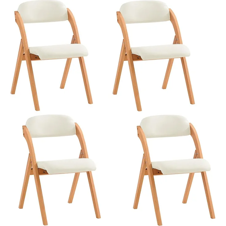 SoBuy FST92-Wx4 Klappstuhl, Stoff, Lackiert, Weiß, 41,5 x 77 x 47,5 cm