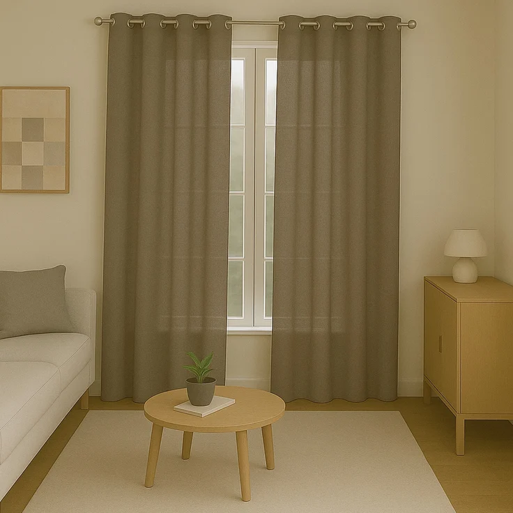 Gardine mit Ösen *** x *** cm ( Breite x Länge ) in ***, blickdichter Vorhang, Ösenvorhang in vielen Variationen 140x245 cm Sandgrau – Bild 3