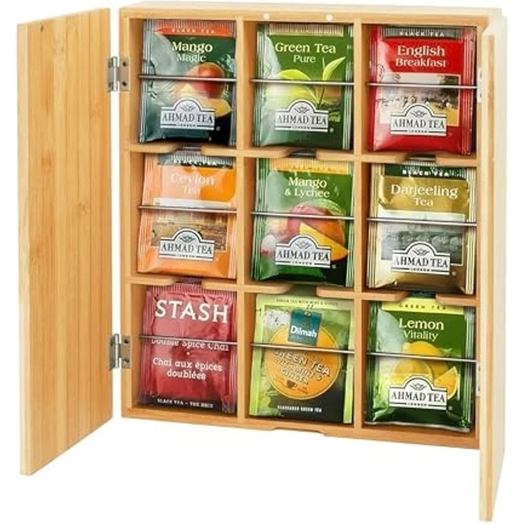 Relaxdays Teebox Bambus 9 Fächer – Bild 5