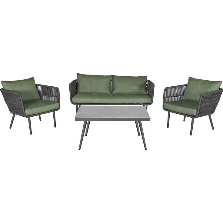 Lounge-Set Saigon, Stahl, Anthrazit, Grün – Bild 1