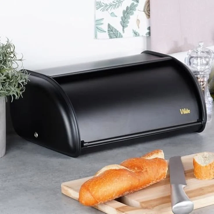 Brotkasten Vilde Brotbox Aufbewahrungsbehälter für Brot aus Stahl schwarz VILDE 36 x 23 x 14 5 cm – Bild 3