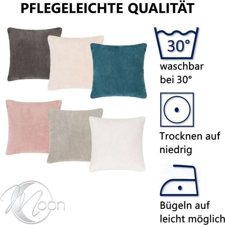 MOON Heimtextilien Kissenhüllen 2er Pack Kissenbezug - Serie Piano, Noppen-Struktur – Bild 1