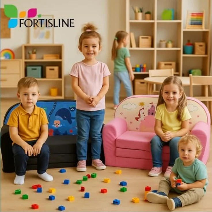 FORTISLINE Kindersitzgruppe Kindersofa "MINI" Kindercouch zum Aufklappen W386 – Bild 2