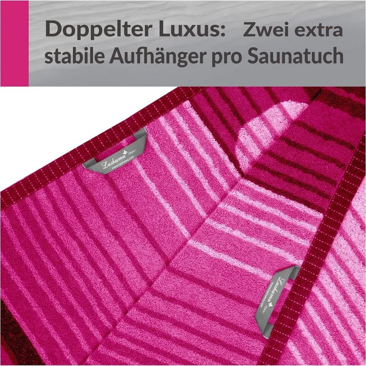 Lashuma Saunatuch Oslo, Frottee (1-St), Damen Saunahandtuch 85x200 cm mit Streifen Rosa - Weinrot – Bild 3
