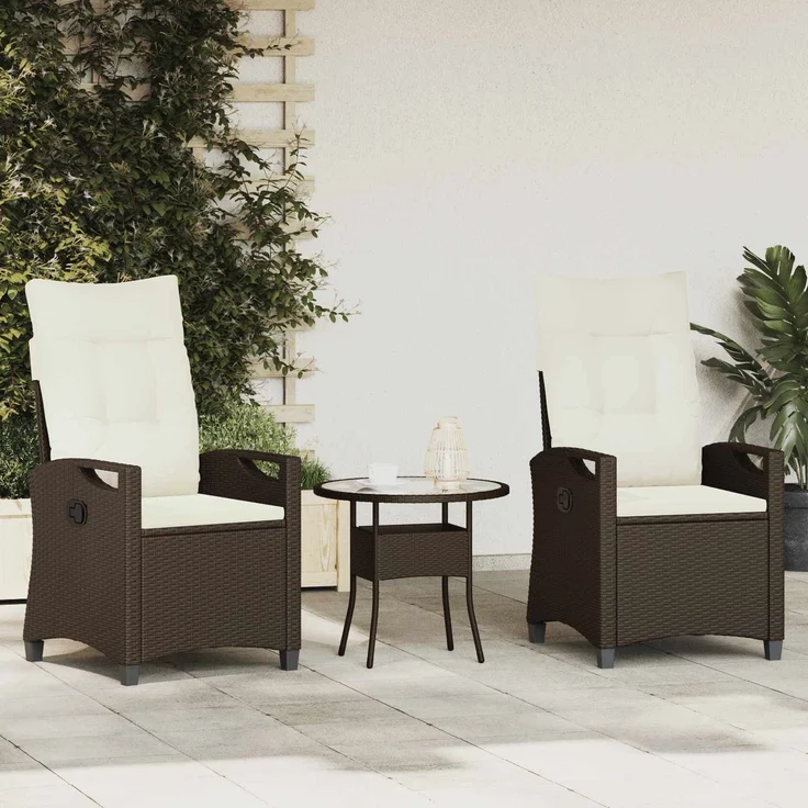 vidaXL Gartenstuhl 2 pcs Braun und Creme 56 x 60 x 112 cm 42026831 – Bild 1