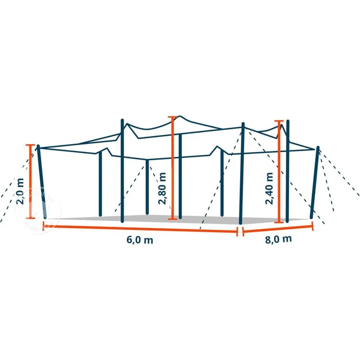 TOOLPORT 6x8 m Stretchzelt, inkl. Aluminiumpfosten-Set, Sand – Bild 9