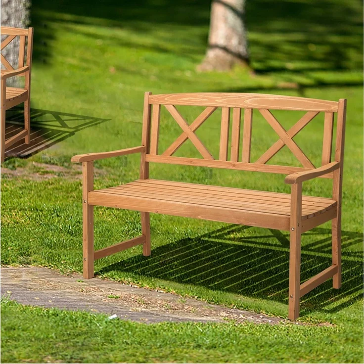 LEADZM Gartenlounge-Bank Gartenbank, Holzbank, Bank mit Rücken- & Armlehnen, Gartenbank – Bild 4