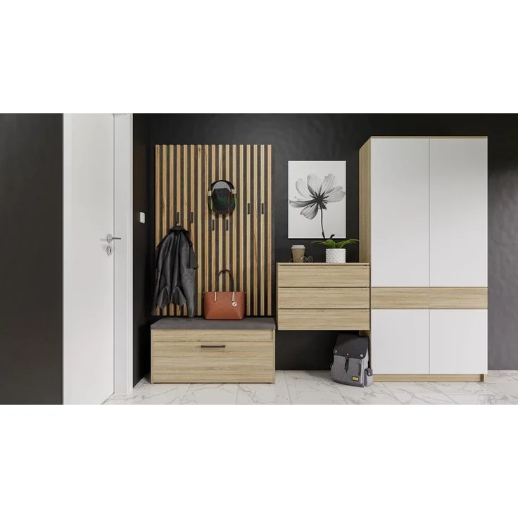 ibonto SCHUHBANK SONOMA-EICHE mit Gepolstertem Sitz (H 49 x T 35 x B 100 cm) – Bild 2