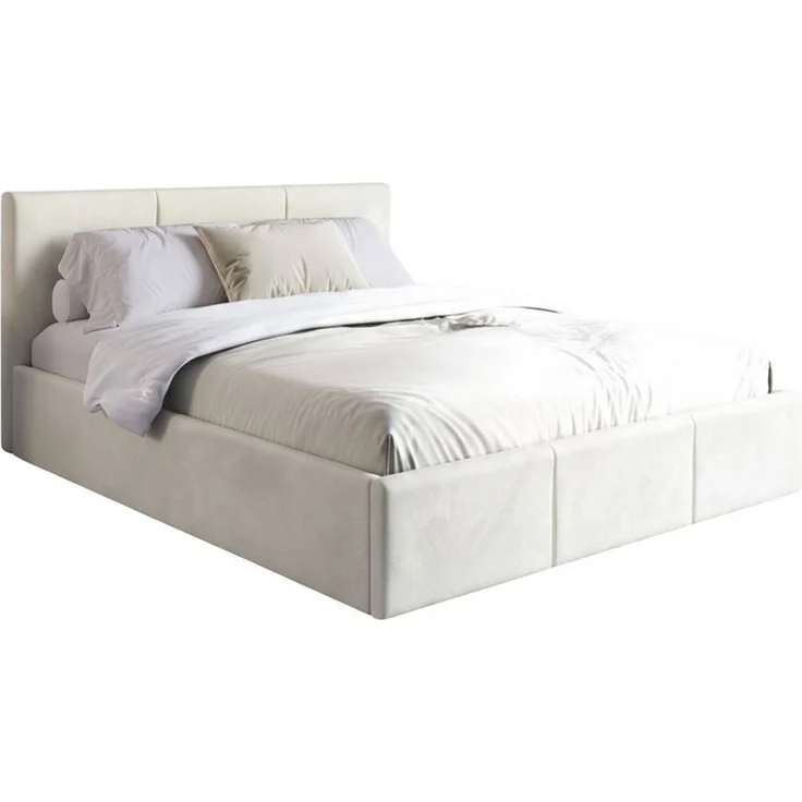 Home Collective Polsterbett Stauraumbett 120x200, 140x200, 160x200, 180x200 cm mit Kopfteil, 180×200 cm, mit Gasdruckfeder, Metallrahmen, Samtpolsterung, Beige