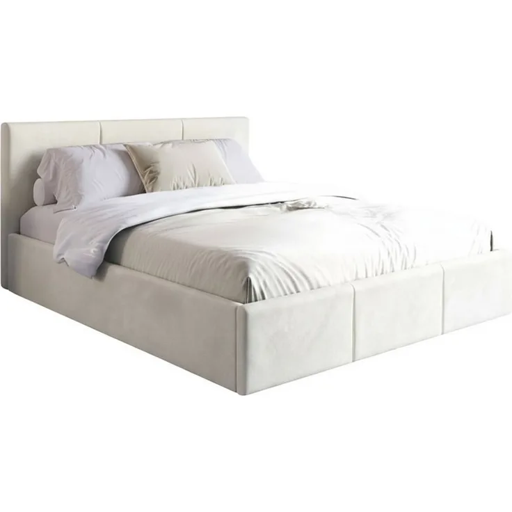 Home Collective Polsterbett Stauraumbett 120x200, 140x200, 160x200, 180x200 cm mit Kopfteil, 180×200 cm, mit Gasdruckfeder, Metallrahmen, Samtpolsterung, Beige
