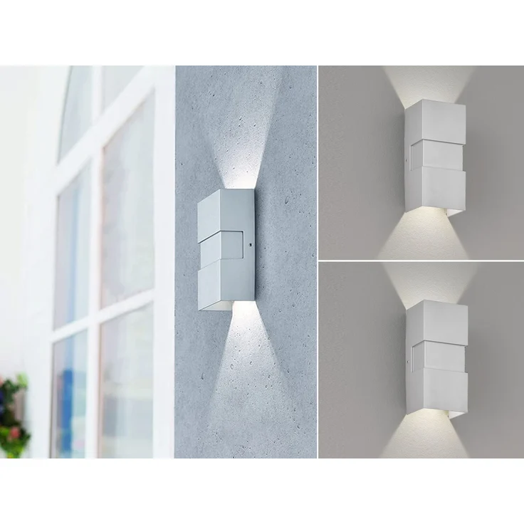 LED Außenwandleuchte 2er SET Silber mit Up and Down Licht - 7x15cm – Bild 1
