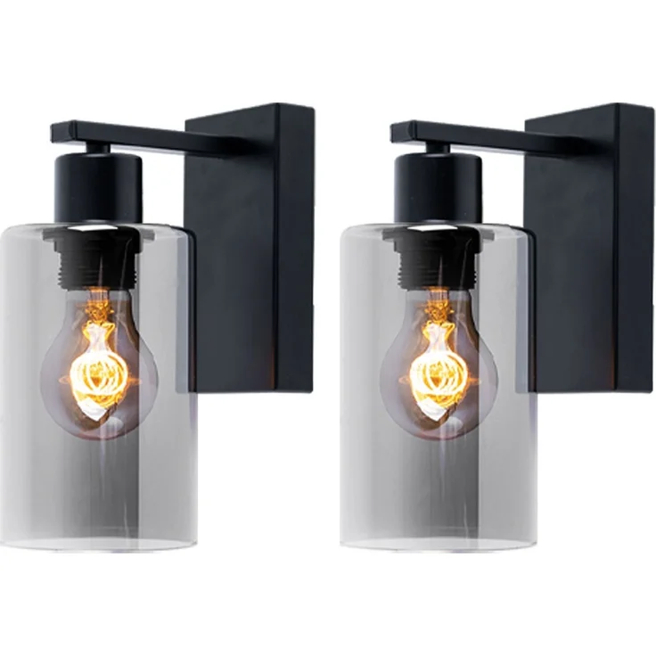 2x Wandstrahler, Glas, rauch, schwarz matt, H 23 cm – Bild 1