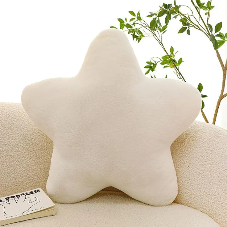 Herfair Kuschelkissen Kinder Sternkissen, Plüsch Kissen Dekokissen für Kinderzimmer,Weiche Flauschige Sternform Zierkissen,Gefülltes Stern Wurfkissen Kissen für Heimdekoration (milchig weiß,40CM) – Bild 1