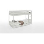 Relita Etagenbett Lupo mit 2 Liegeflächen 90x200 cm und Bettschublade, inkl. 2 Rolllattenroste und 2 Matratzen Sandro, Ausf. Buche massiv weiß lackiert