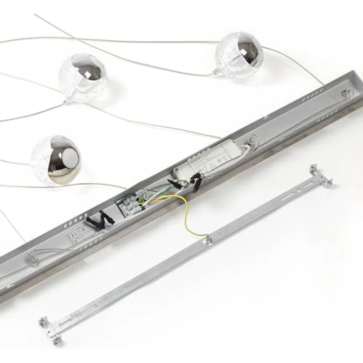 Lucande LED-Pendellampe Hayley, 96 cm, 5-flg., verchromte Details, Glaskugeln, elegantes Lichtdesign – Bild 7