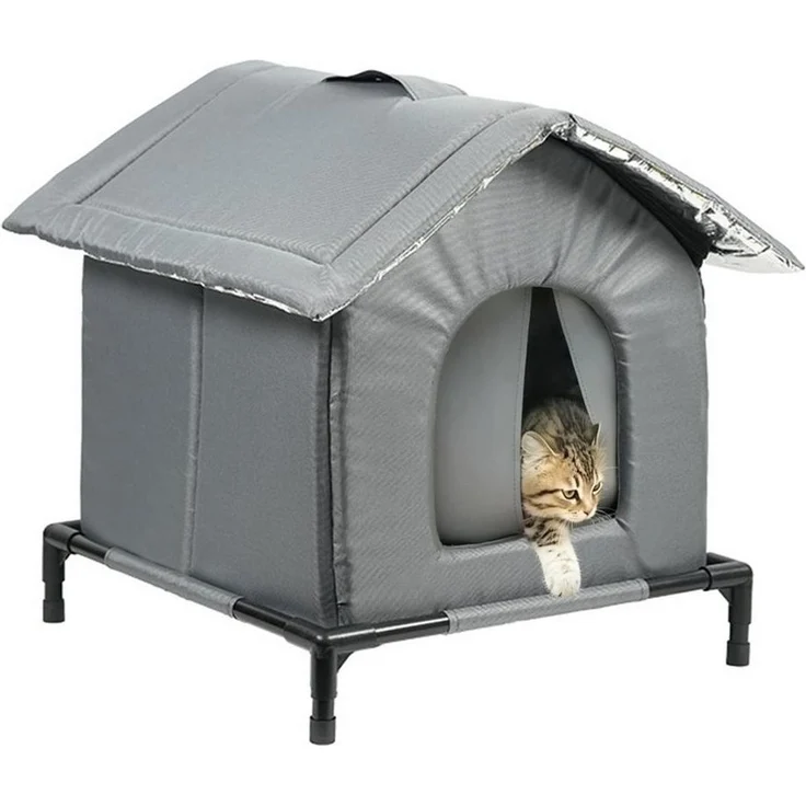 Ledander Tierhaus Wetterfestes und isoliertes Katzenhaus für draußen,Tierbett Katzenhaus, Katzenzelt, einfach aufzubauen, mit erhöhtem Boden für Schutz – Bild 1