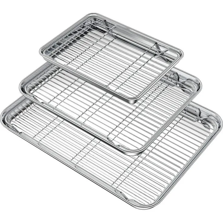 Wildone Backblech Gitter-Set Edelstahl-Backform Kühlgitter 16 12 9 inch