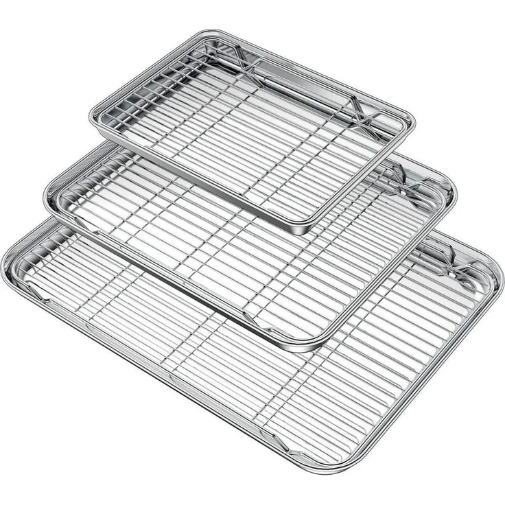 Wildone Backblech Gitter-Set Edelstahl-Backform Kühlgitter 16 12 9 inch – Bild 1