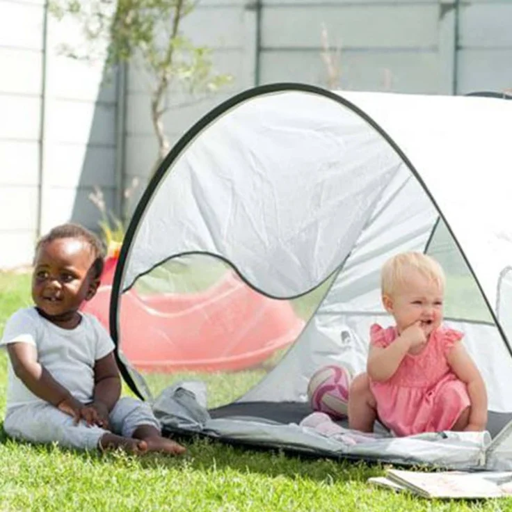 DERYAN Pop-Up-Strandzelt mit Moskitonetz 120x90x80 cm Creme 437047 – Bild 1