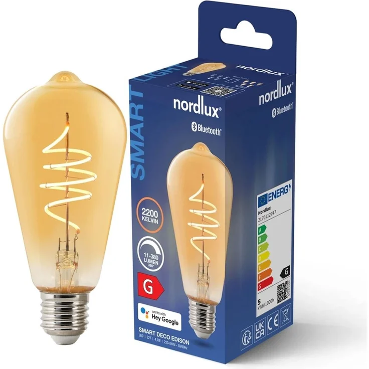 Nordlux Smart Home LED Leuchtmittel E27 ST64 380lm 2200K 4,7W 80Ra 360° 6,4x6,4x14cm – Bild 3
