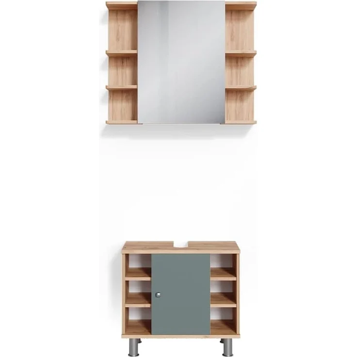 Badmöbel-Set Fynn Grün 2 Teile Vicco – Bild 1