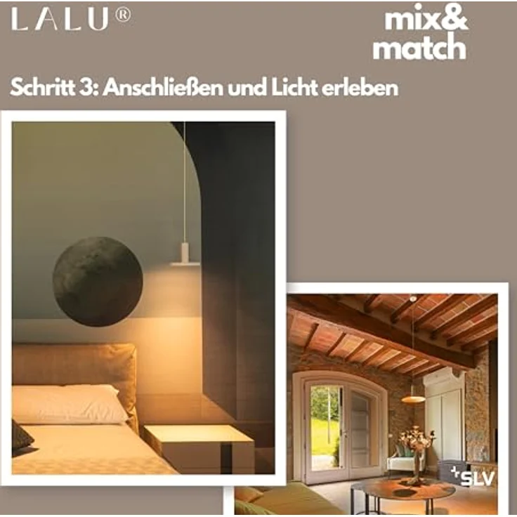 SLV LALU Pendelleuchte Mix&Match, 150cm, E27, schwarz – Bild 5