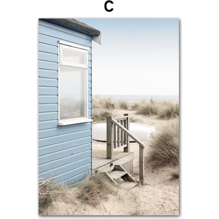 Poster Strand Hütte · Muscheln · Korallen · Ozean · Meer als Deko Print ohne Rahmen - 50 x 70 cm / C