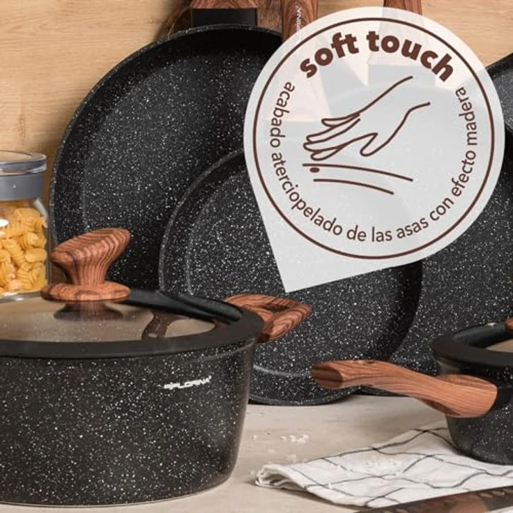 FLORINA Aluminiumtopf MASTER BLACK 28 cm 6.5L | Antihaftbeschichtung | Für alle Herdarten inkl. Induktion | Ergonomische Soft-Touch-Griff | Deckel mit Silikonrand | Hitzebeständig | Leicht zu reinigen – Bild 2