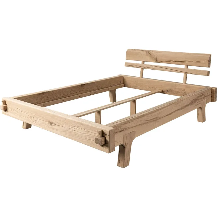 Balkenbett Eiche 160x200 natur geölt OAK HEART #02