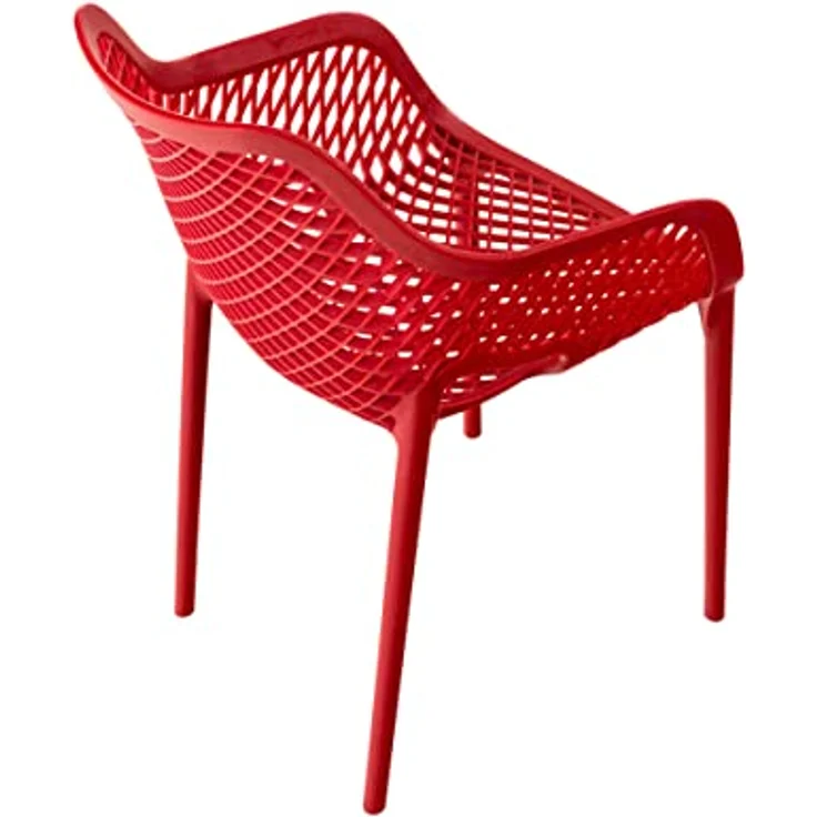 CLP Gartenstuhl Air XL 4er Set, Modern, Gestell Kunststoff, stapelbar, wetterfest,rot – Bild 7