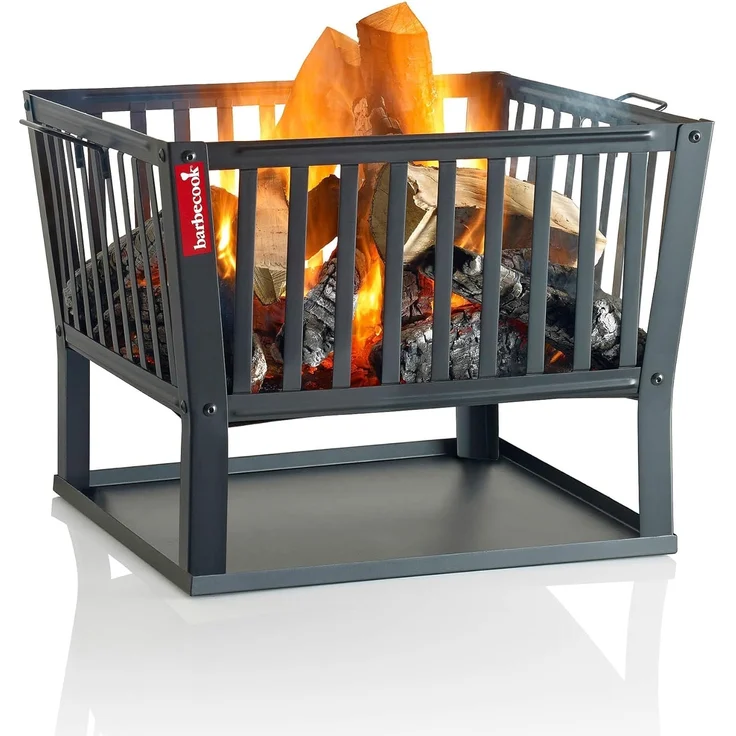 Barbecook Feuerkorb, eckig, lackierter Stahl Schwarz, 62 x 62 x 48,5 cm
