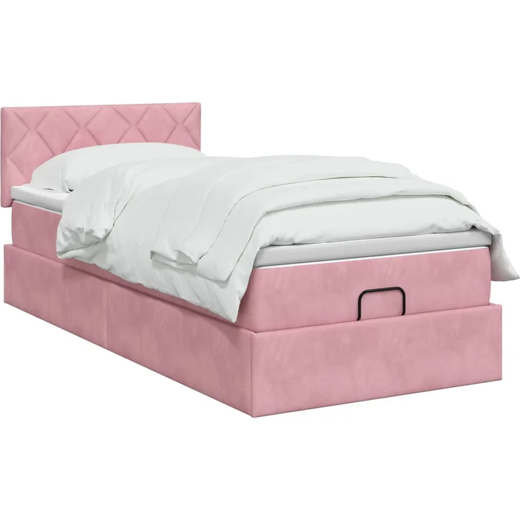 vidaXL Ottoman-Bett mit Matratze und LED Rosa 90 x 190 cm Samt 3457184 – Bild 3