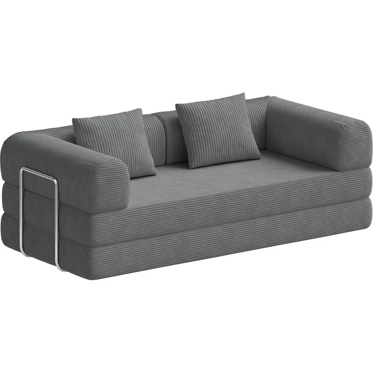 skølm 'Lofn' Modulares Sofa 2 Sitzer, 200x100 cm, Vollschaumcouch mit Metallgestell, Cord dunkelgrau, Schlafsofa vakuumverpackt, kein Aufbau erforderlich