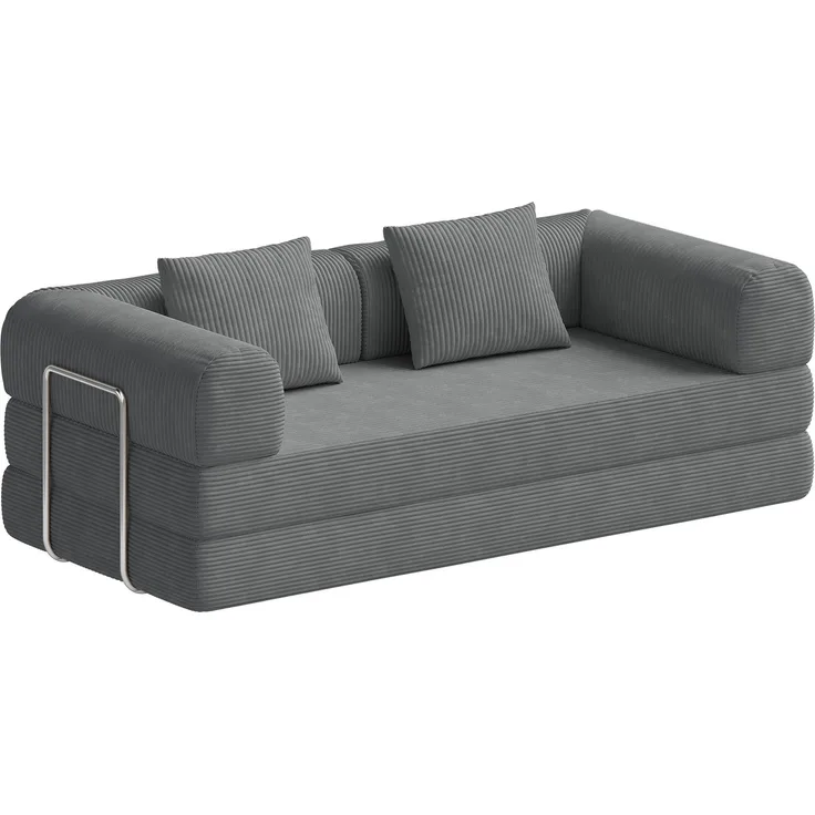 skølm 'Lofn' Modulares Sofa 2 Sitzer, 200x100 cm, Vollschaumcouch mit Metallgestell, Cord dunkelgrau, Schlafsofa vakuumverpackt, kein Aufbau erforderlich