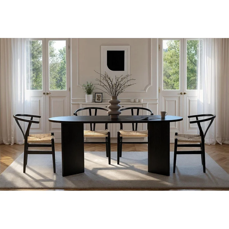 Elegant Black Dining Table, 180 x 89.5 x 75 cm | 100% Melamine Coated Particle Board, 25 mm Thickness | Perfect for Modern Dining Spaces – Bild 2