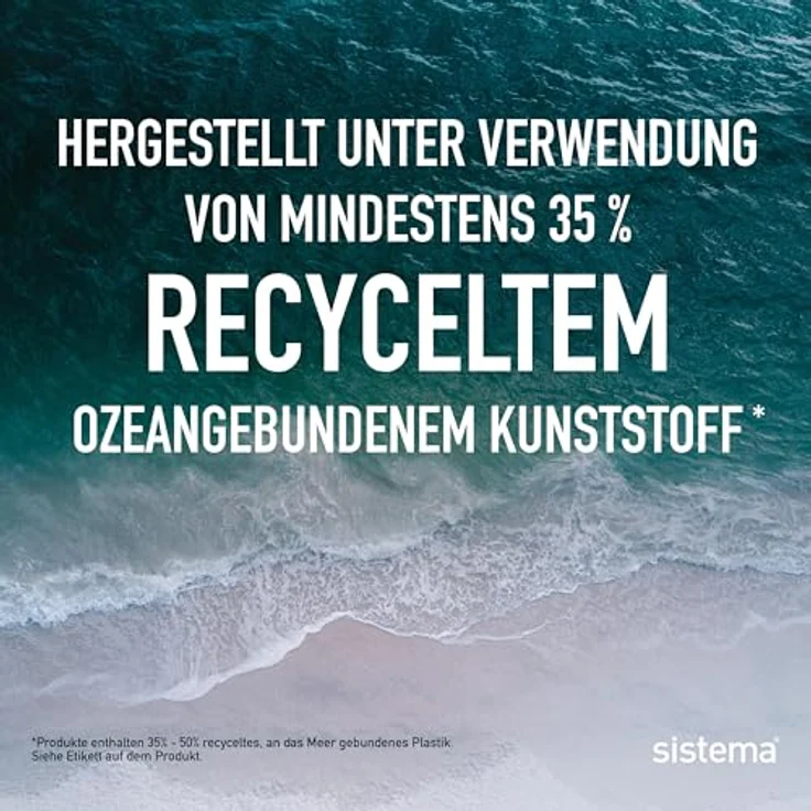 Sistema Bento Box Ocean Bound Plastic Brotdose mit Fächern | 1,25 L Lunchbox mit Joghurt-/Fruchtbehälter | Lunchbox Kinder & Erwachsene l | Hergestellt mit recyceltem Kunststoff | türkis – Bild 3