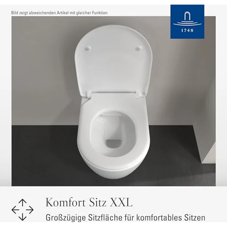 Villeroy & Boch Subway 2.0 WC-Sitz - Toilettendeckel mit Absenkautomatik - Abnehmbarer, bruchsicherer Toilettensitz aus Duroplast - Original Ersatzteil - Klodeckel in D-Form - Weiß Alpin, glänzend – Bild 7