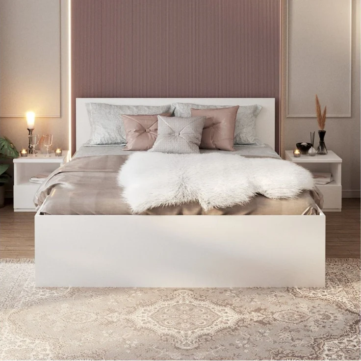 FDM Stauraumbett Bett Stauraumbett PANAMA SP Bettgestell 140x200 & weitere Größen (verfügbar 90x200 120x200 140x200 160x200 180x200cm, Bettrahmen, Bett, mit großen Kopfteil, mit Bettkasten zum aufklappen), mit/ohne Matratze – Bild 1