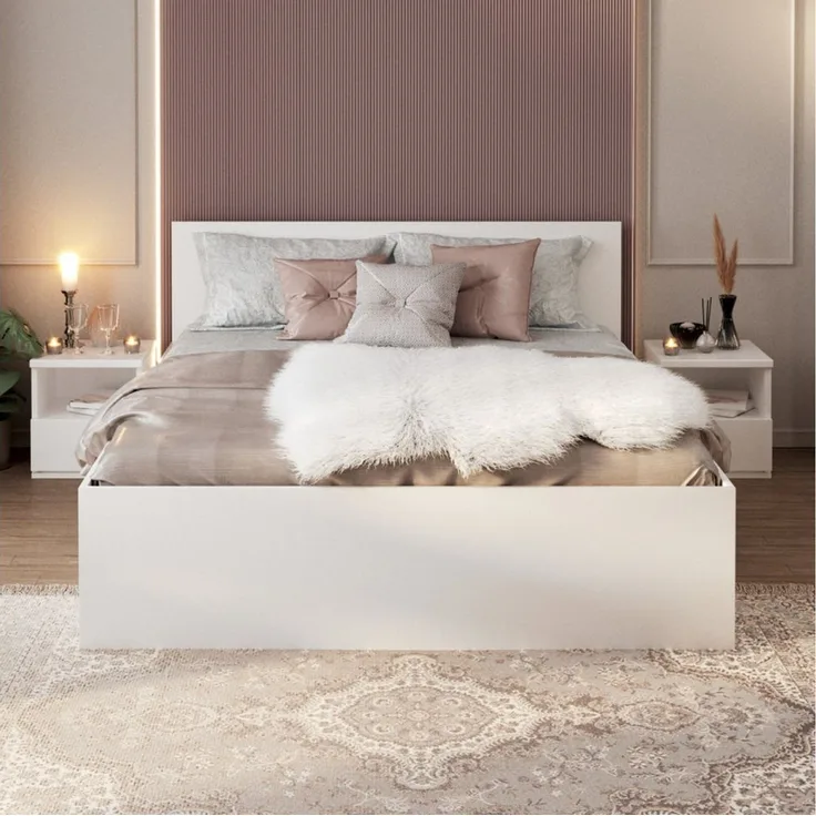 FDM Stauraumbett Bett Stauraumbett PANAMA SP Bettgestell 140x200 & weitere Größen (verfügbar 90x200 120x200 140x200 160x200 180x200cm, Bettrahmen, Bett, mit großen Kopfteil, mit Bettkasten zum aufklappen), mit/ohne Matratze