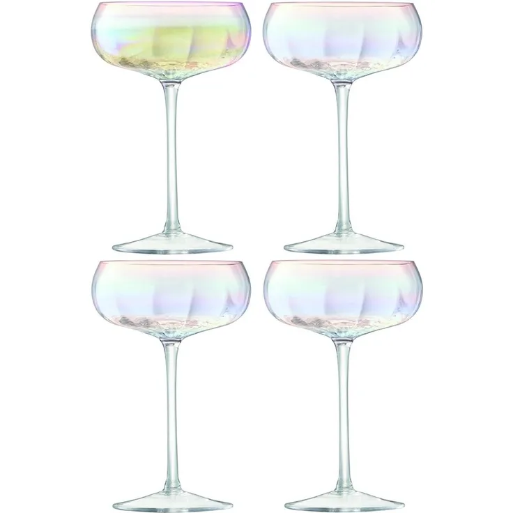 LSA International Pearl Champagner Untertasse 300 ml x 4, Mother of Pearl, Set of 4