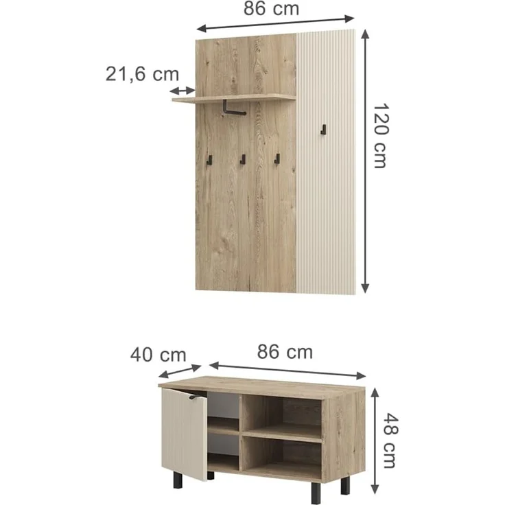 Garderobe Puerto Eiche/Cashmere 2-er Set Vicco – Bild 2
