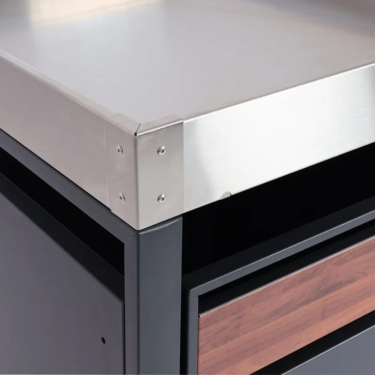 1er Mülltonnenverkleidung mit Pflanzkasten HWC-J81, erweiterbar, 125x68x80cm Metall 31kg, anthrazit ~ Kirsche-Holzoptik – Bild 4