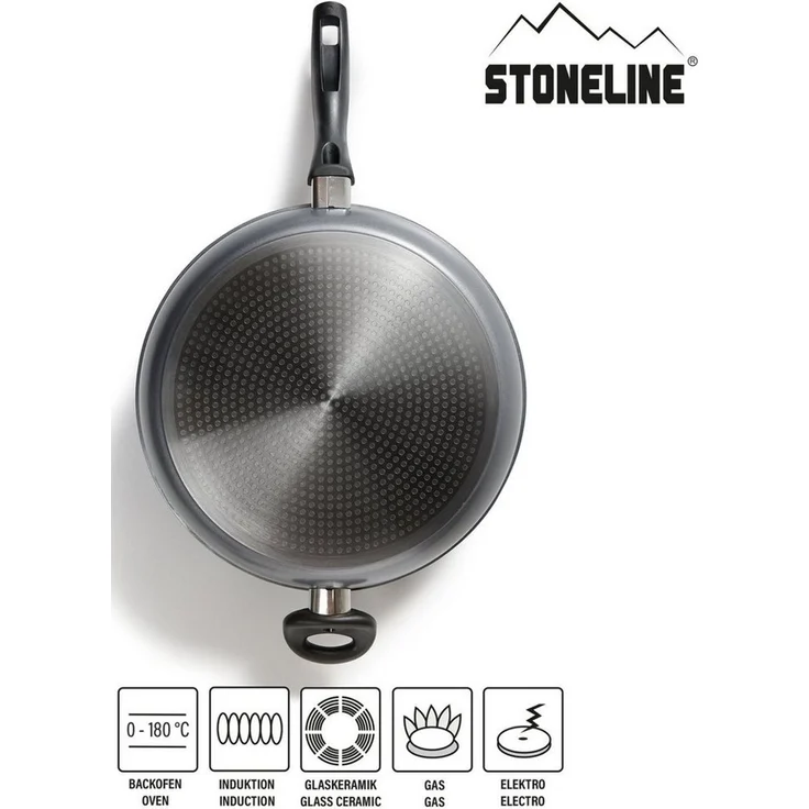 STONELINE Bratpfanne 32 cm, Pfanne Induktion geeignet, Pfanne mit echten Steinpartikeln beschichtet, Brat- & Universalpfannen aus Aluguss, große Pfanne – Bild 2