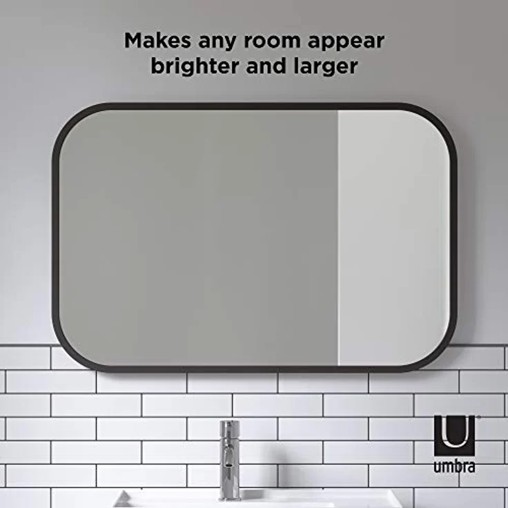Umbra Wandspiegel Hub, Spiegel, Rechteckig, Glasspiegel, Schwarz, 61x91 cm, 1014801-040 – Bild 7