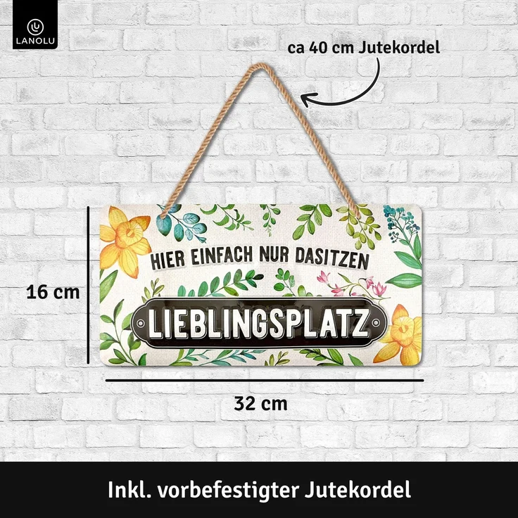 LANOLU Blechschild Lieblingsplatz quer - 16x32cm – Metall – Mehrfarbig – 16114 – Bild 4