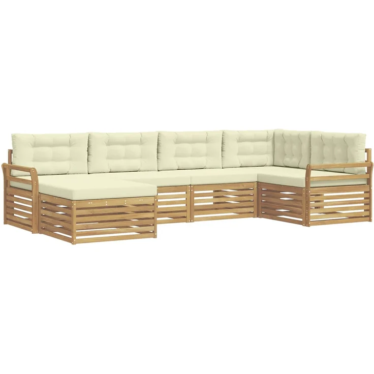 vidaXL Outdoor-Sofagarnitur 6 stk. 6-Sitzer Weiß und Creme Polyester 3390765 – Bild 2