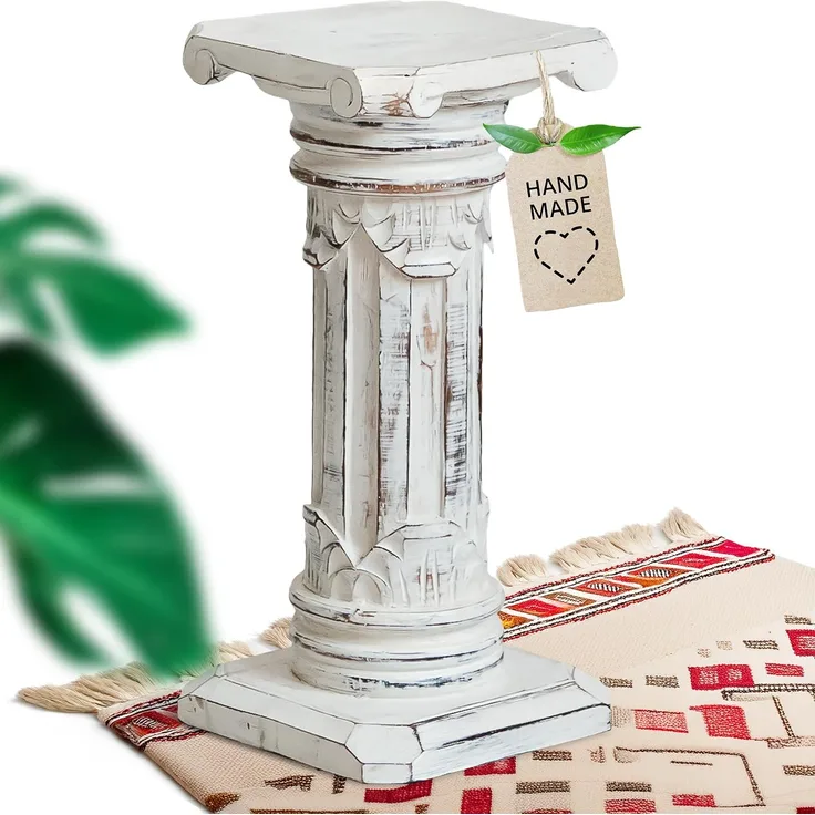 livasia Dekosäule Balinesische Säule aus Holz mit Schnitzerei, antik, handgefertigt